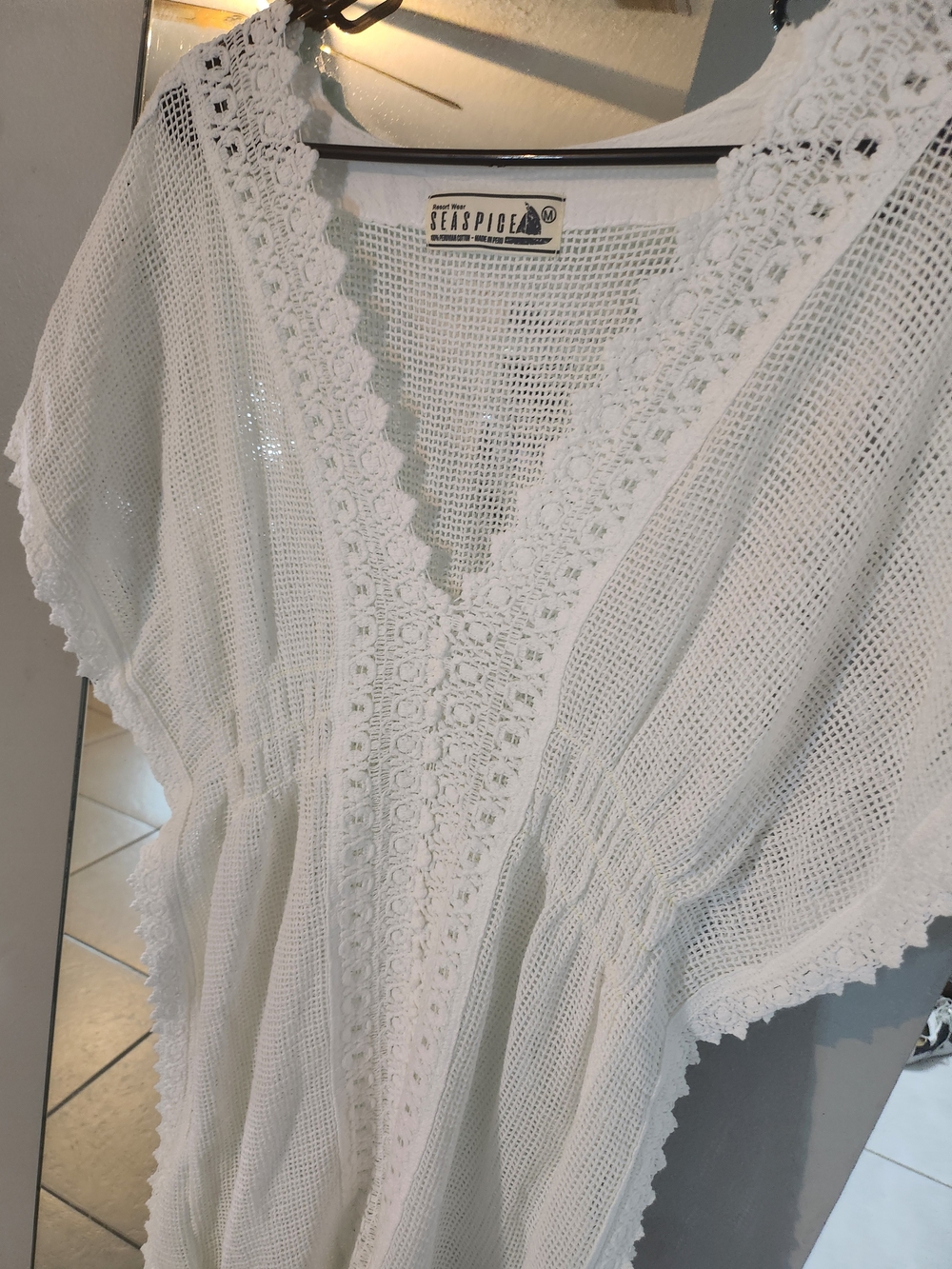 Seaspice White Crochet V-Neck Swim Cover-Up